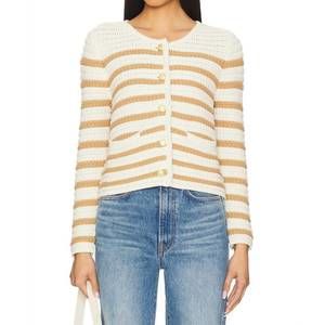 NEW PAIGE oberon button front cardigan in ivory/biscotti